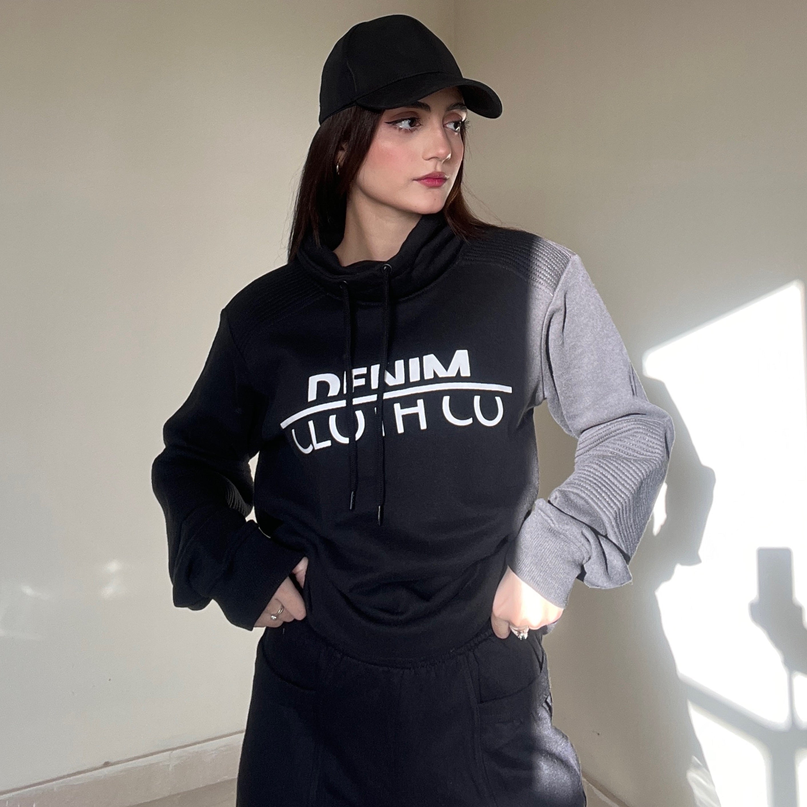 High Neck Denim Co Black Sweatshirt