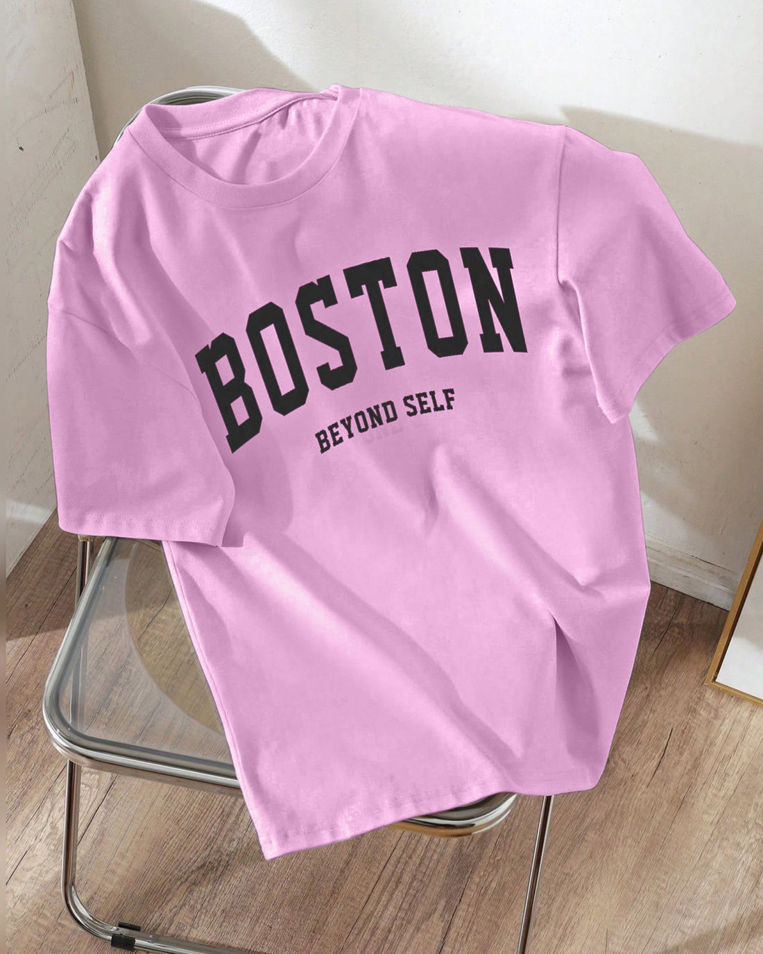 Boston Graphic Drop Shoulder Oversized T-shirt Lavender