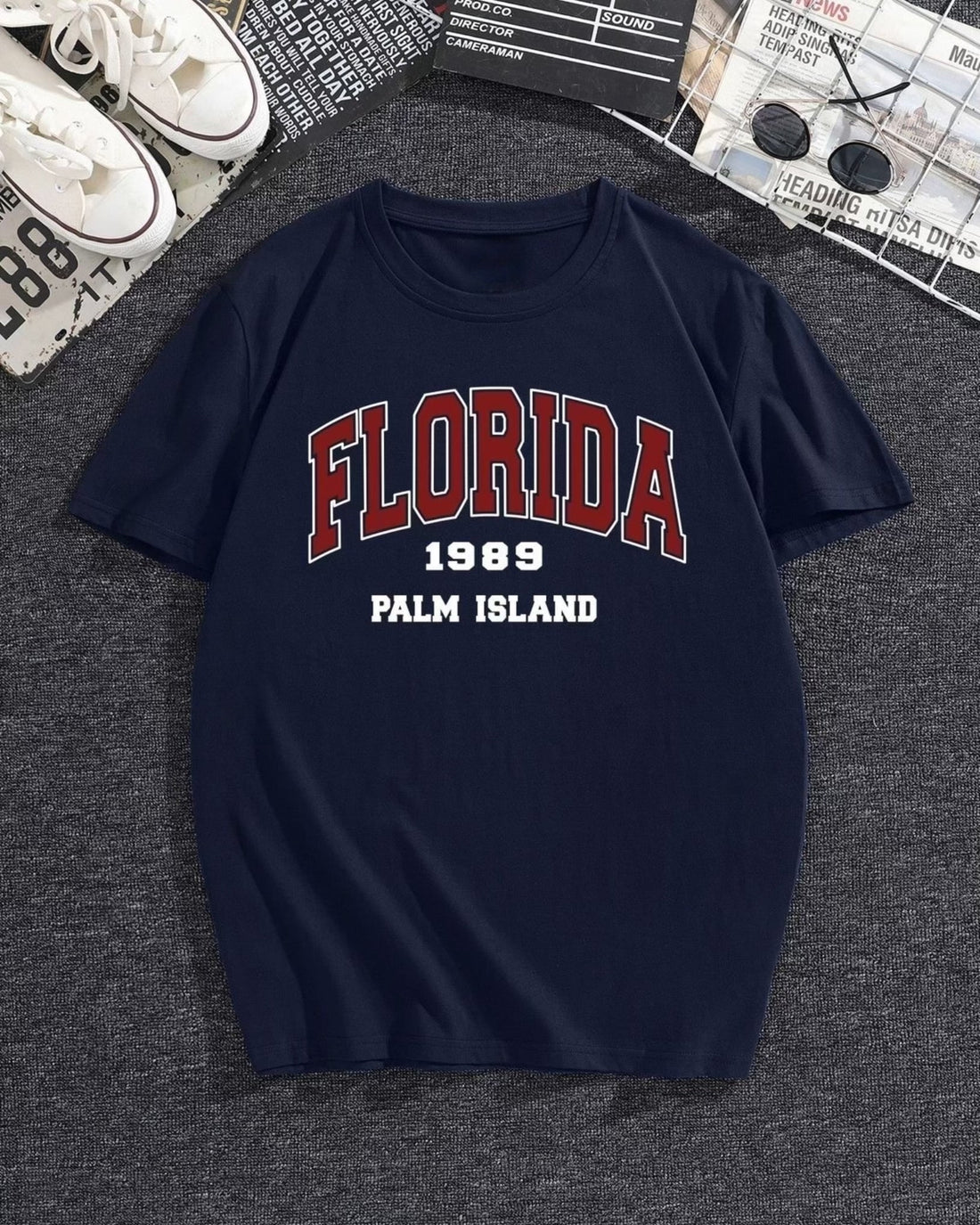 Florida Graphic Drop Shoulder Oversized T-shirt Navy