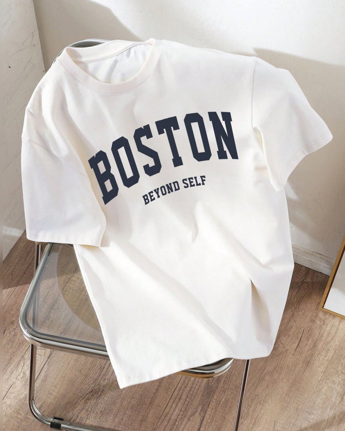 Boston Graphic Drop Shoulder Oversized T-shirt White