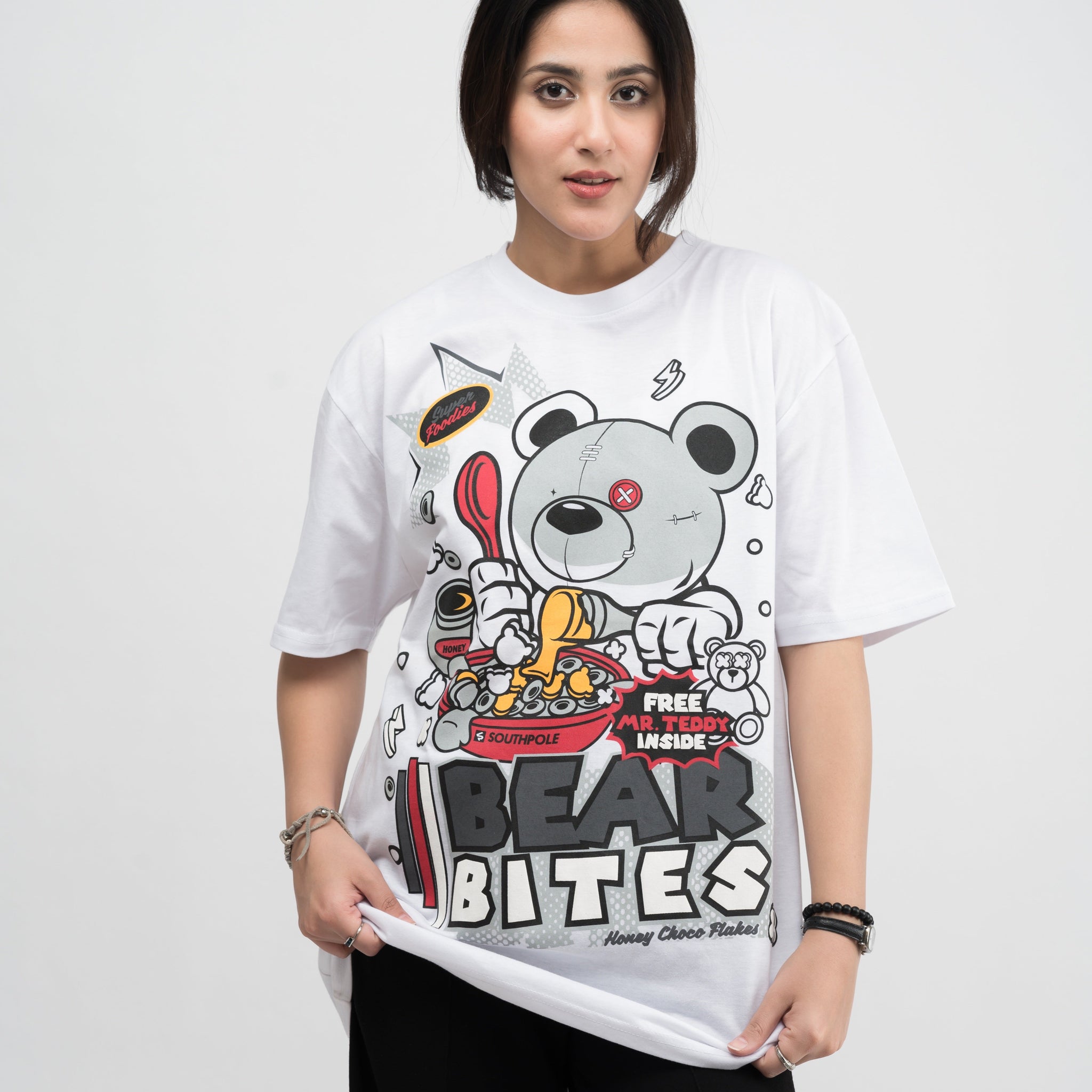 Bear Bites Graphic Drop Shoulder Oversized T-shirt