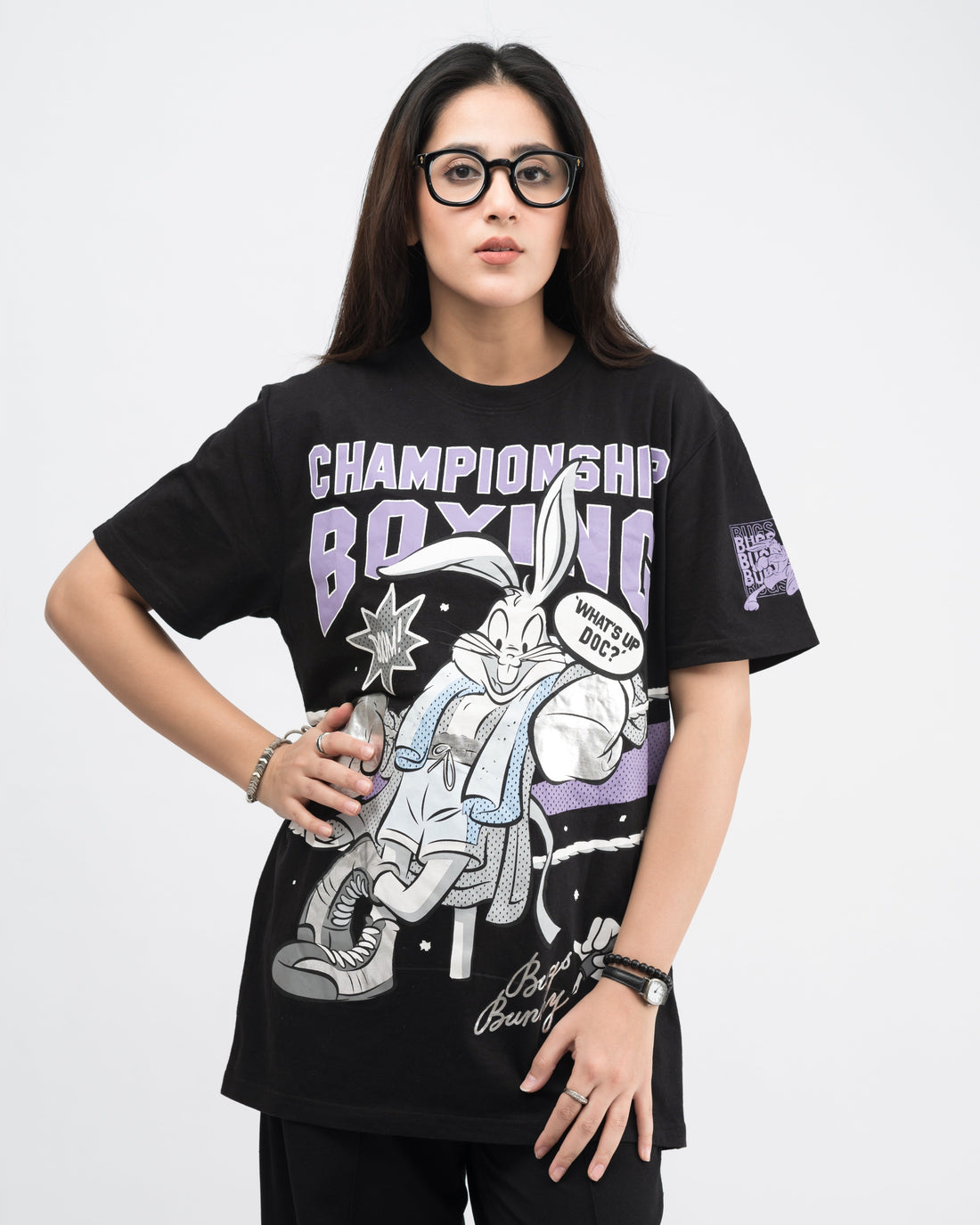 Bugs Bunny Graphic Drop Shoulder Oversized T-shirt