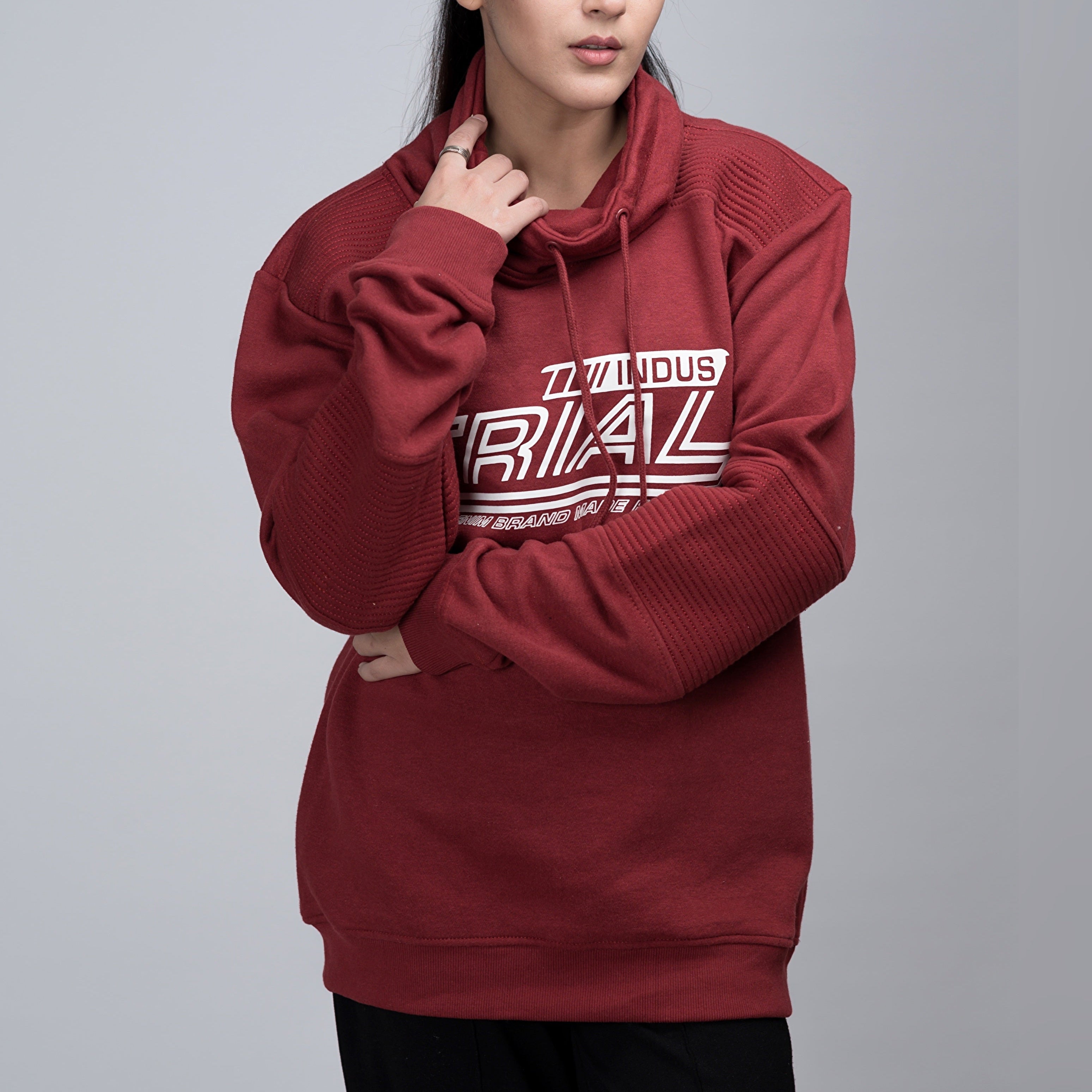High Neck Denim Co Maroon Sweatshirt