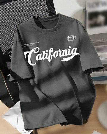 California Graphic Drop Shoulder Oversized T-shirt D-Grey