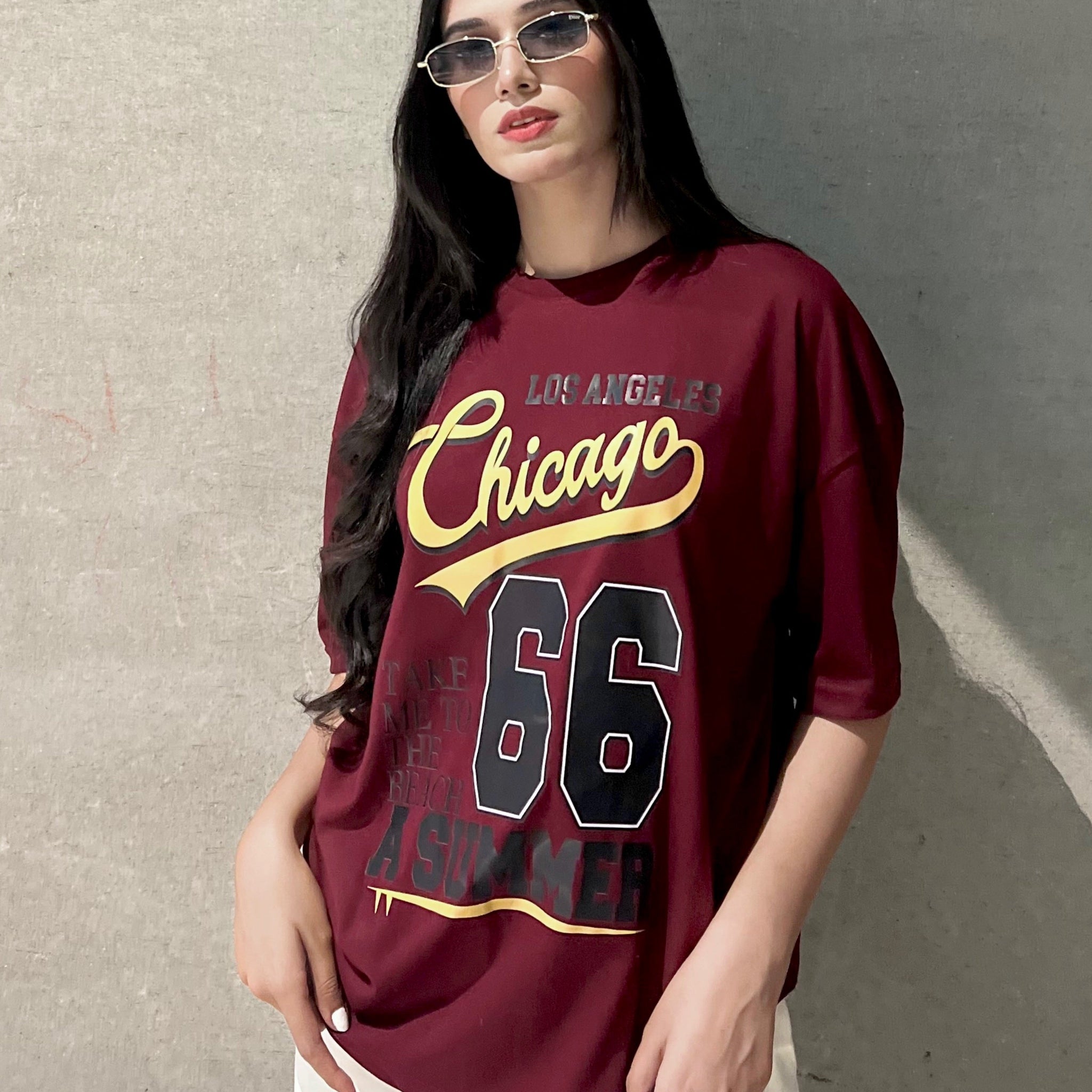 Chicago Graphic Drop Shoulder Oversized T-shirt