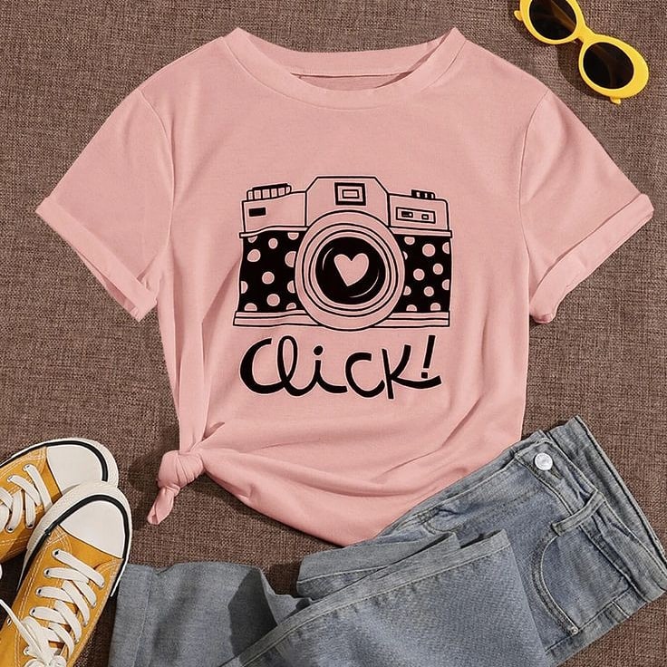 Click Shoot Graphic Drop Shoulder Oversized Tee