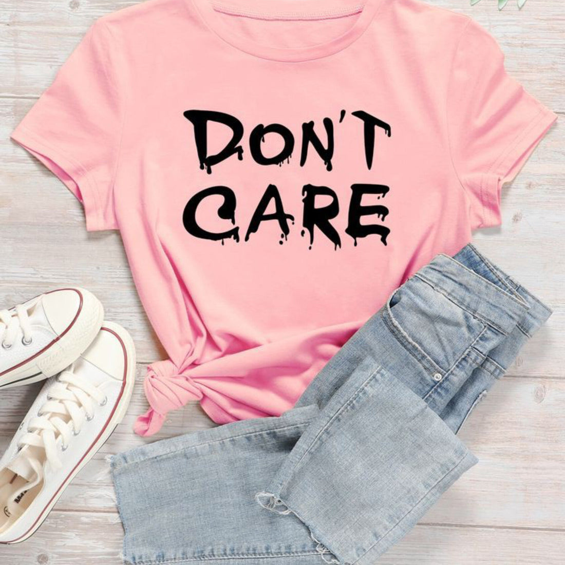 Dont Care Baby Graphic Drop Shoulder Oversized Tee