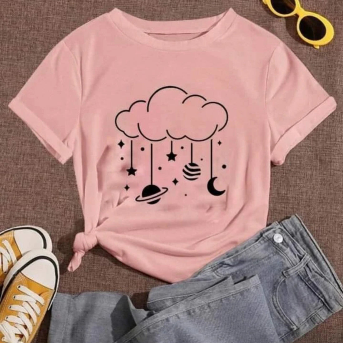 Cloud Saturn Graphic Drop Shoulder Oversized Tee