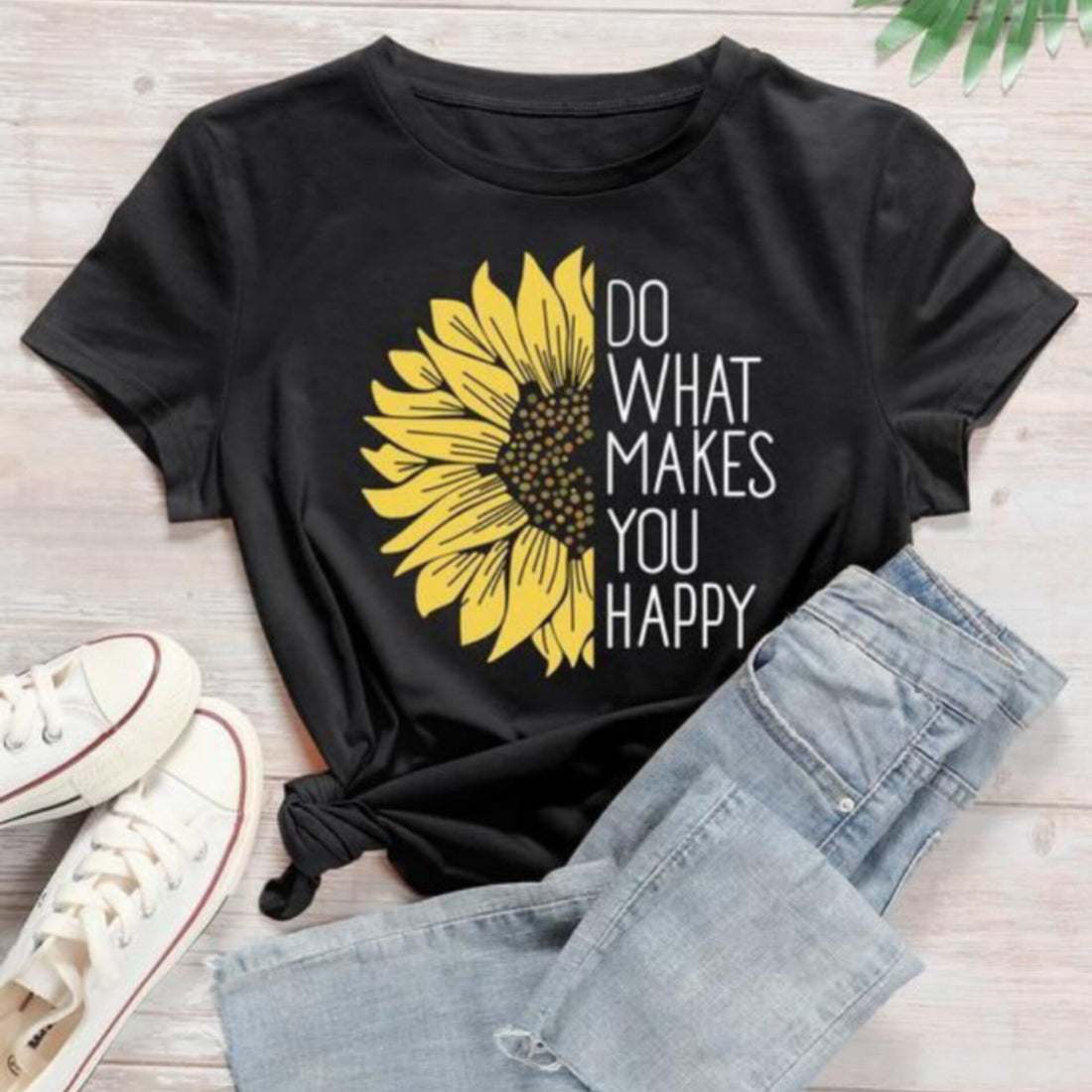 Do What Makes You Happy Graphic Drop Shoulder Oversized Tee