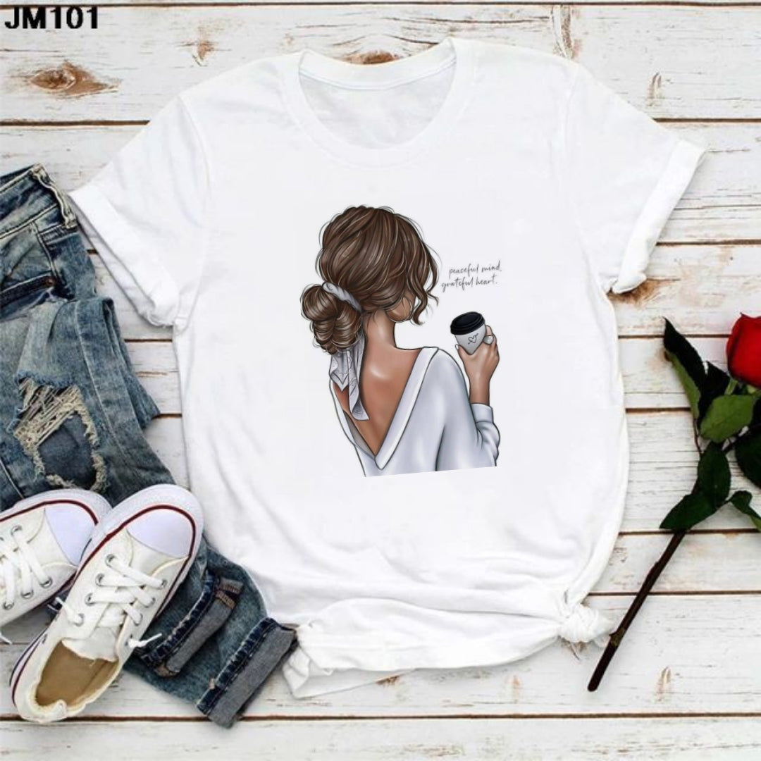 Coffee Girl Graphic Drop Shoulder Oversized T-shirt